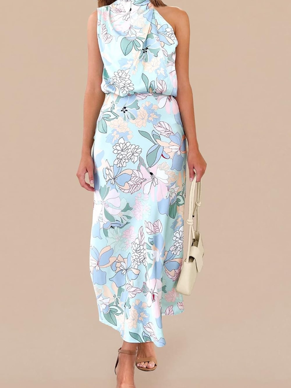 Summer Satin Maxi Cocktail Dress M. 2953/bb12-3:v - Picture 5 of 8